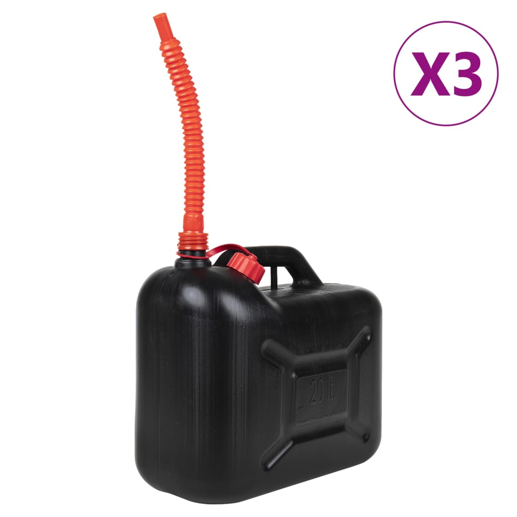 Vidaxl Fuel tanks 3 st with flexible nozzle black 20 l plastic