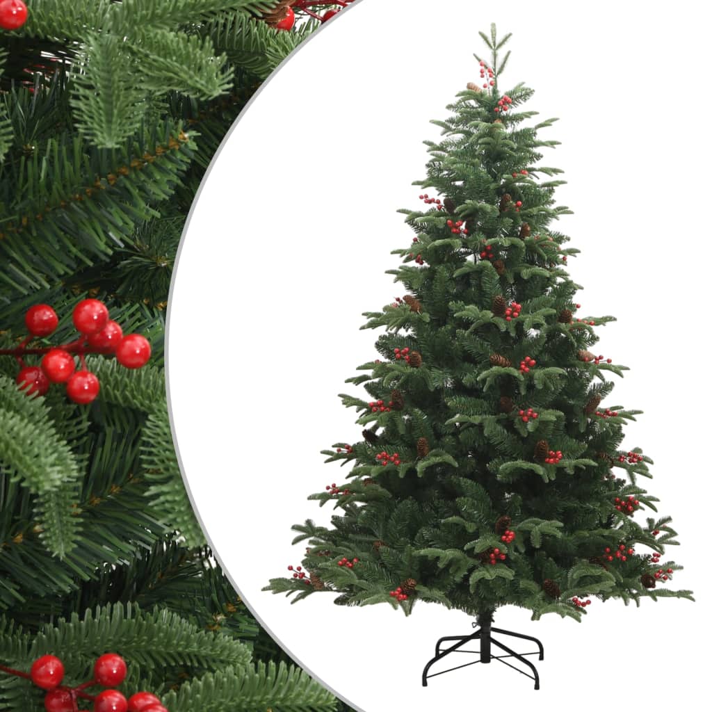 Vidaxl Kunstkerstboom s tečaji borove stožce in jagode 180 cm