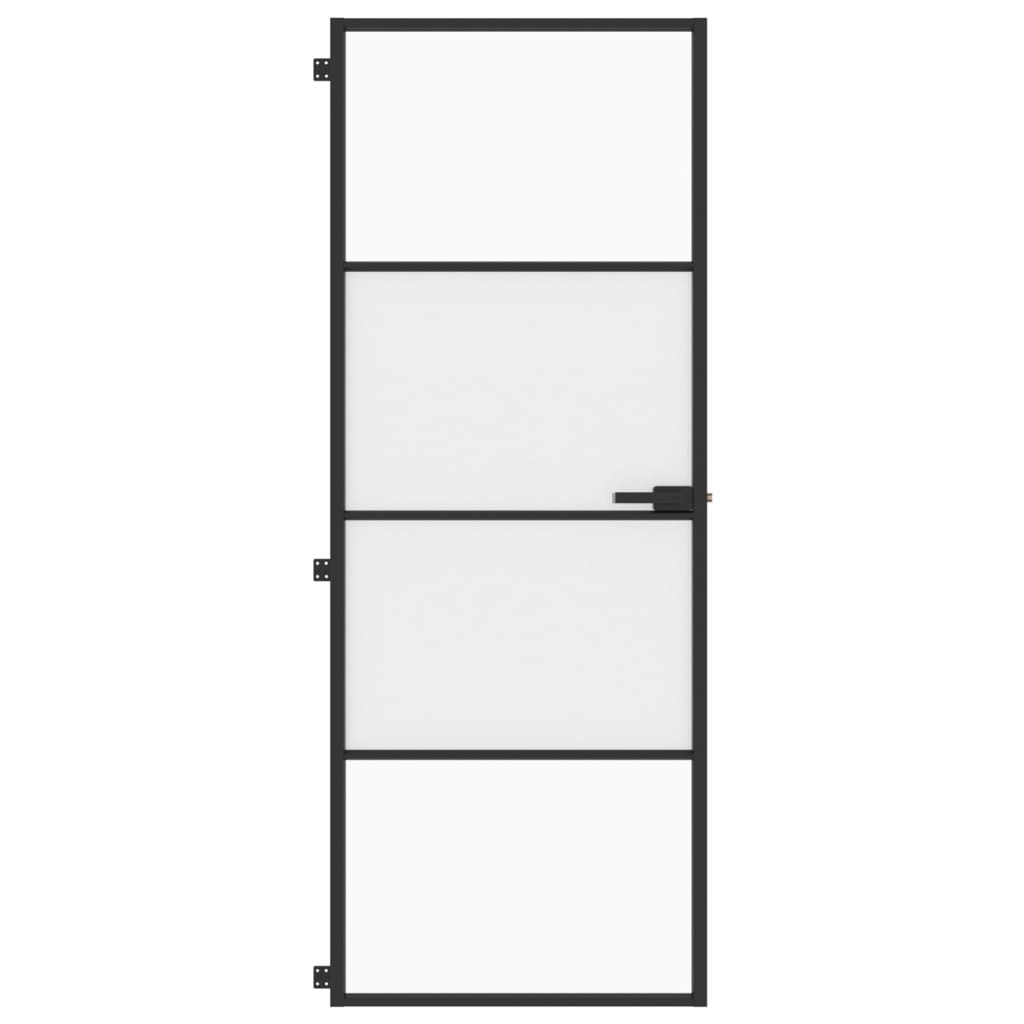 VidaXL Binnendeur smal 76x201,5 cm gehard glas en aluminium zwart