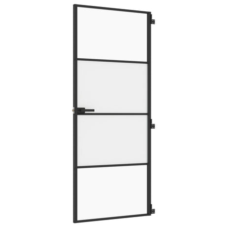 VidaXL Binnendeur smal 83x201,5 cm gehard glas en aluminium zwart