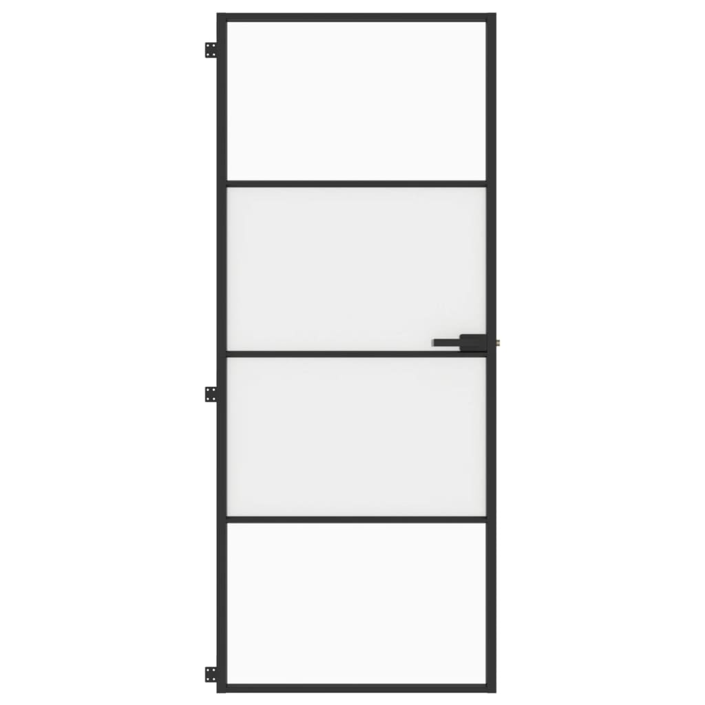 VidaXL Binnendeur smal 83x201,5 cm gehard glas en aluminium zwart