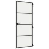 VidaXL Binnendeur smal 83x201,5 cm gehard glas en aluminium zwart