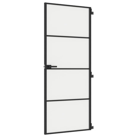 VidaXL Binnendeur smal 83x201,5 cm gehard glas en aluminium zwart