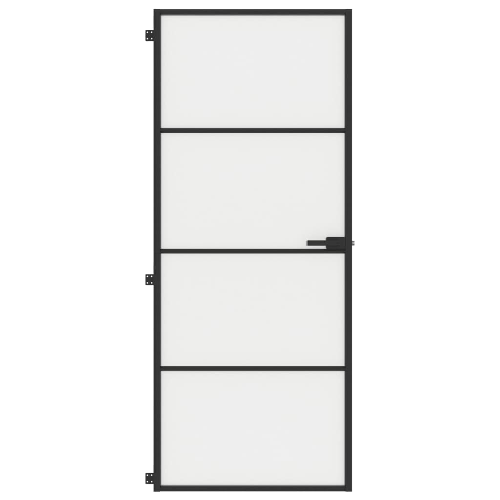 VidaXL Binnendeur smal 83x201,5 cm gehard glas en aluminium zwart