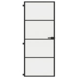 Vidaxl puerta interior estrecha 83x201.5 cm de vidrio endurecido y negro de aluminio