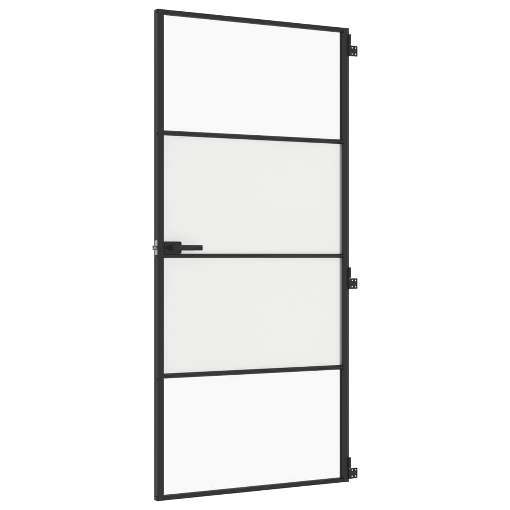 Vidaxl Innerdörr smal 93x201,5 cm härdat glas och aluminium svart