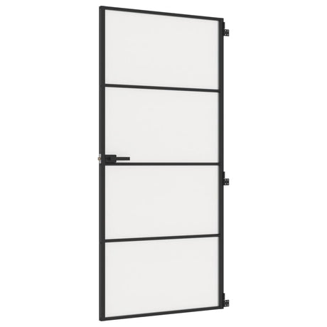 VidaXL Binnendeur smal 93x201,5 cm gehard glas en aluminium zwart