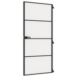 Vidaxl Porta interna stretta 93x201,5 cm in vetro indurito e nero in alluminio