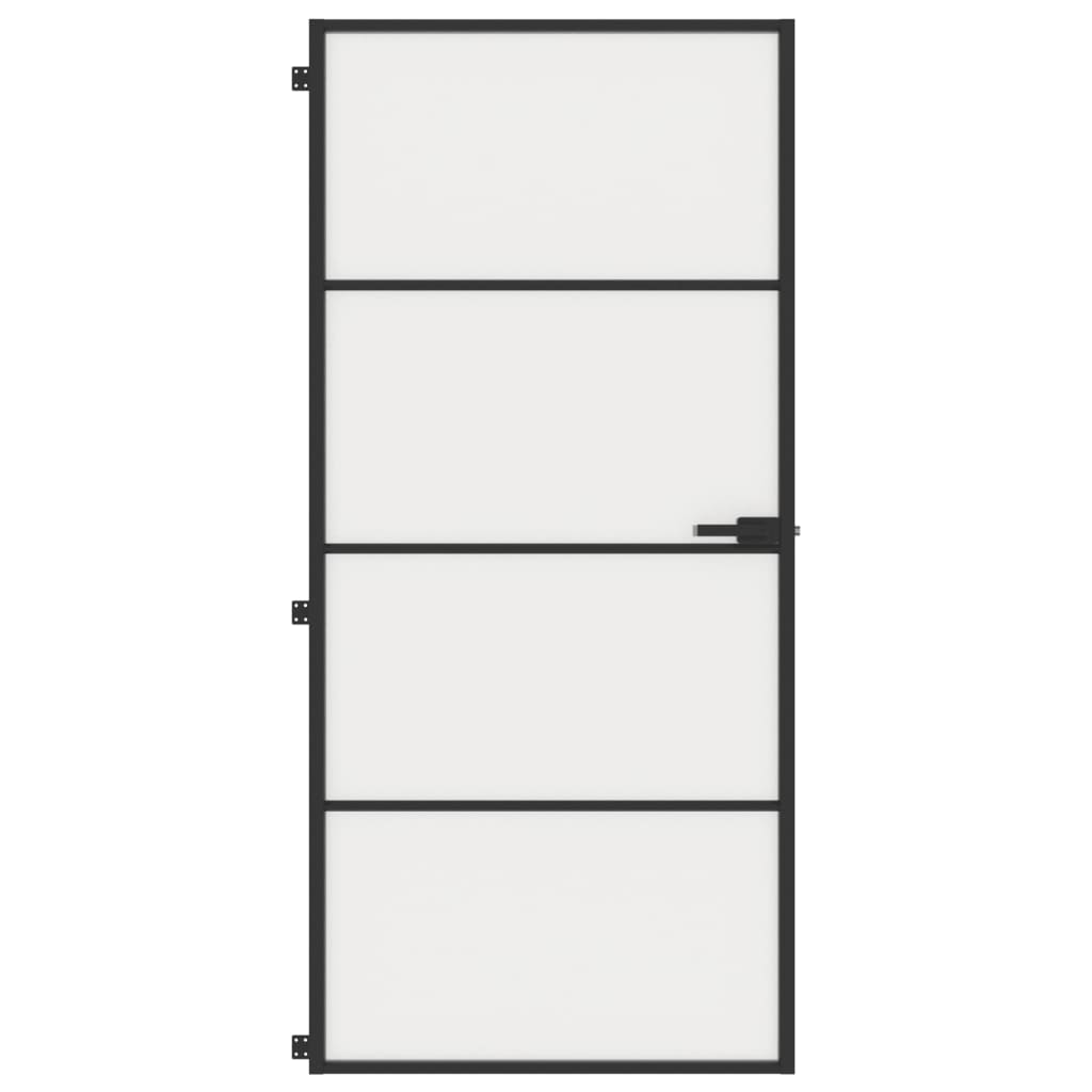 Vidaxl Porte intérieure étroite 93x201,5 cm Verre durcie et noir en aluminium