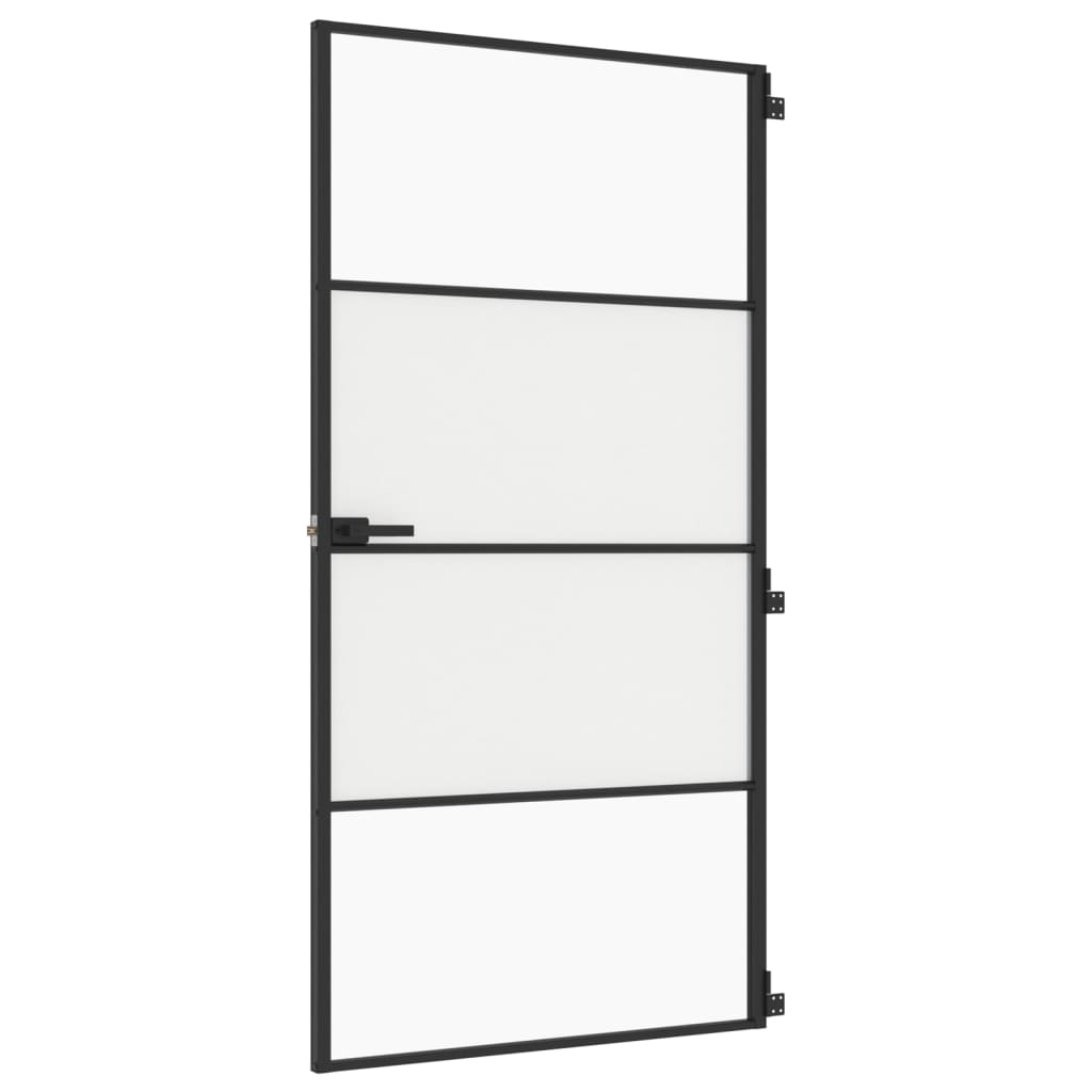 Vidaxl Porte intérieure étroite 102.5x201,5 cm Verre durcie et noir en aluminium