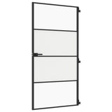 Vidaxl puerta interior estrecha 102.5x201.5 cm de vidrio endurecido y negro de aluminio