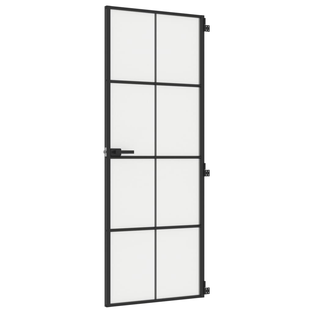 Vidaxl Porte intérieure étroite 76x201,5 cm Verre durcie et aluminium noir