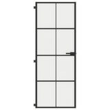 VidaXL Binnendeur smal 76x201,5 cm gehard glas en aluminium zwart