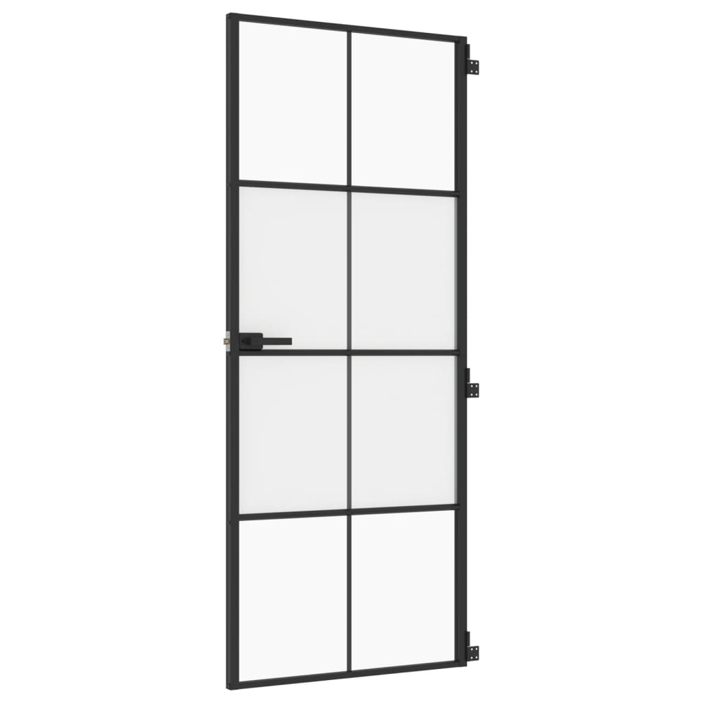 Vidaxl Porte intérieure étroite 83x201,5 cm Verre durcie et noir en aluminium