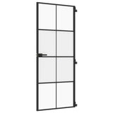 Vidaxl Porte intérieure étroite 83x201,5 cm Verre durcie et noir en aluminium