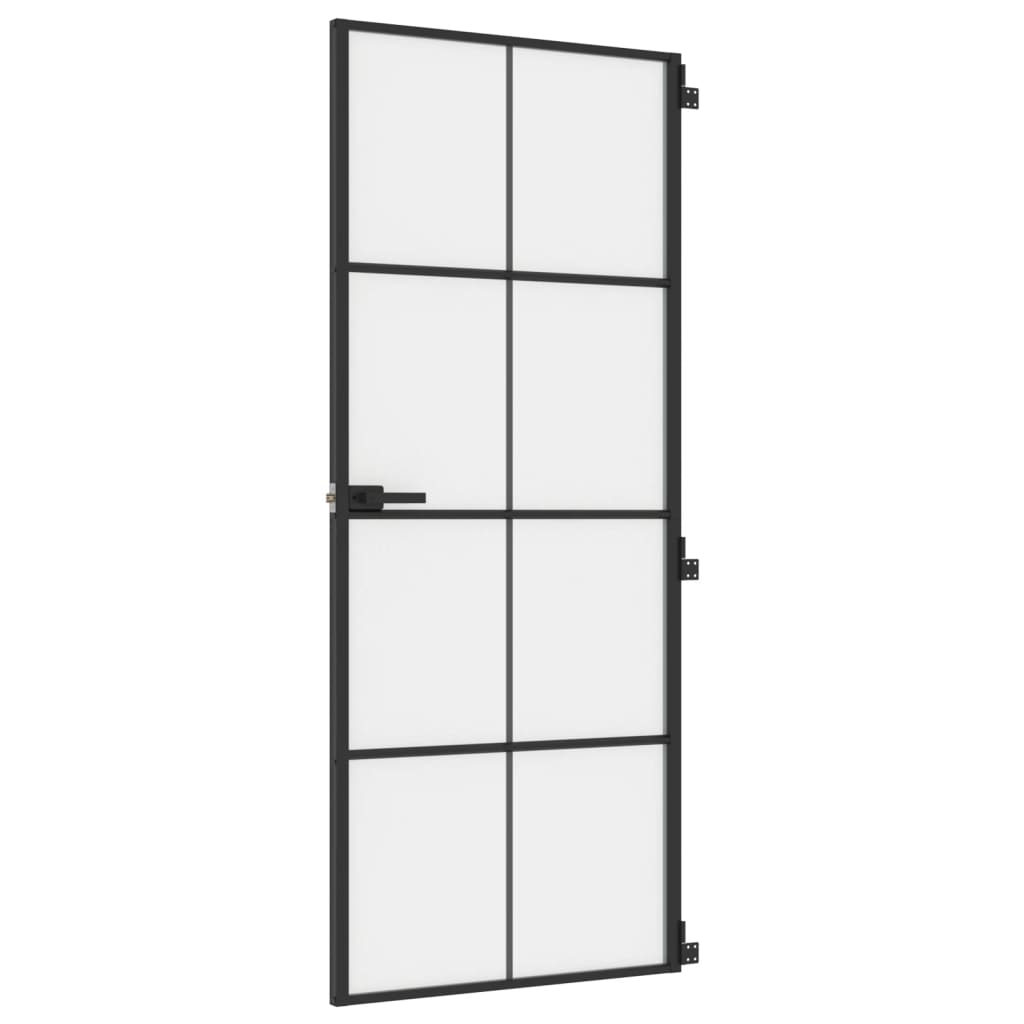 Vidaxl Porta interna stretta 83x201,5 cm in vetro indurito e nero in alluminio