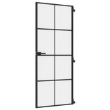 Vidaxl Porte intérieure étroite 83x201,5 cm Verre durcie et noir en aluminium