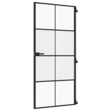 Vidaxl Porte intérieure étroite 93x201,5 cm Verre durcie et noir en aluminium