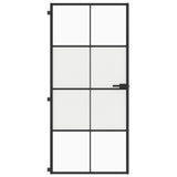 VidaXL Binnendeur smal 93x201,5 cm gehard glas en aluminium zwart