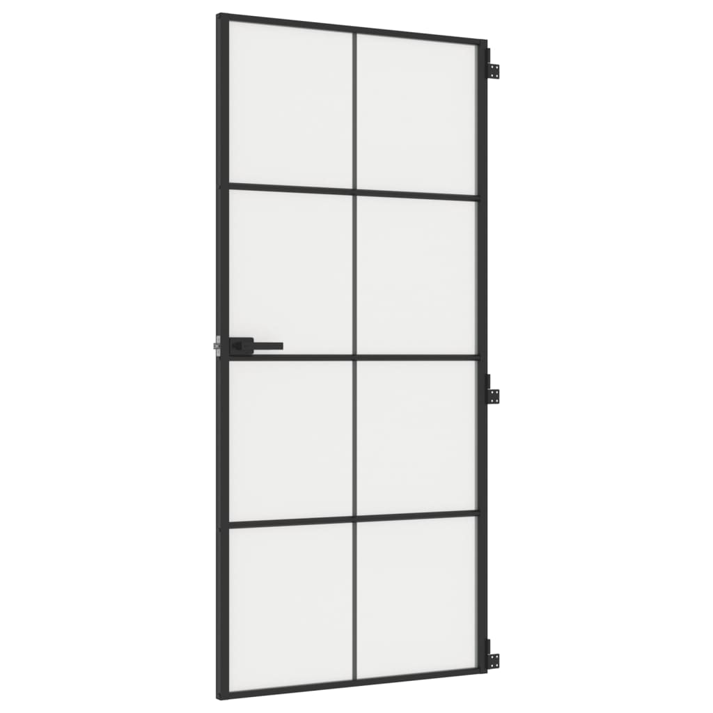 VidaXL Binnendeur smal 93x201,5 cm gehard glas en aluminium zwart