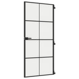 VidaXL Binnendeur smal 93x201,5 cm gehard glas en aluminium zwart