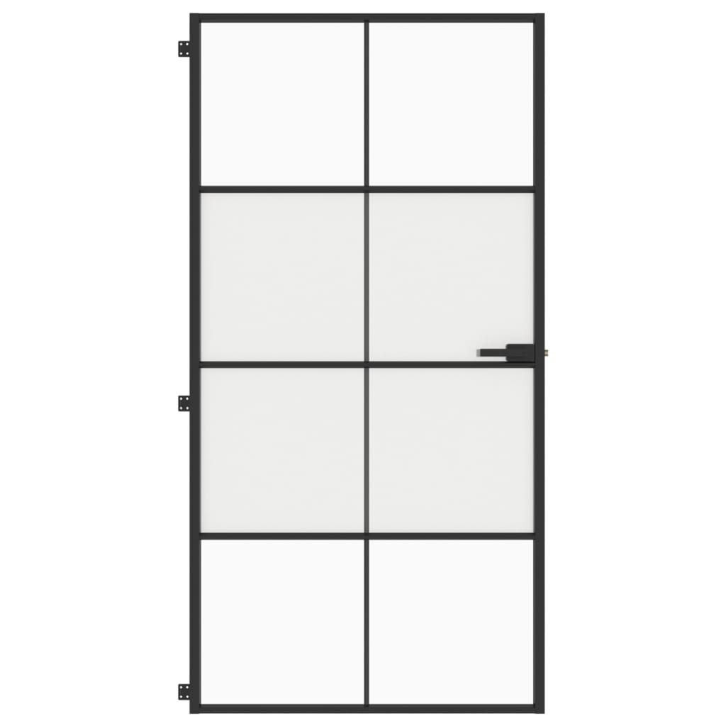 VidaXL Binnendeur smal 102,5x201,5 cm gehard glas en aluminium zwart