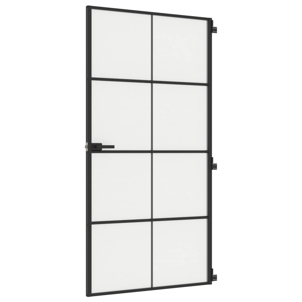 VidaXL Binnendeur smal 102,5x201,5 cm gehard glas en aluminium zwart