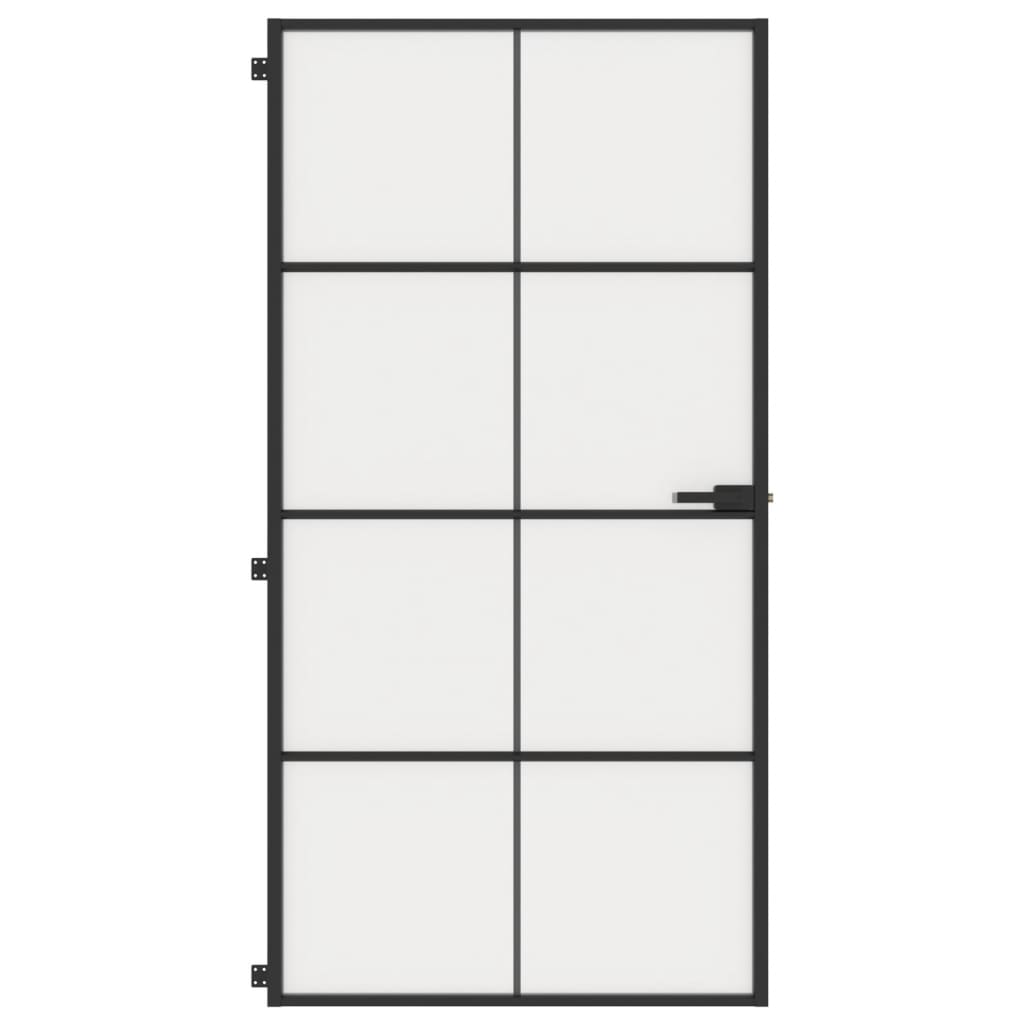 VidaXL Binnendeur smal 102,5x201,5 cm gehard glas en aluminium zwart