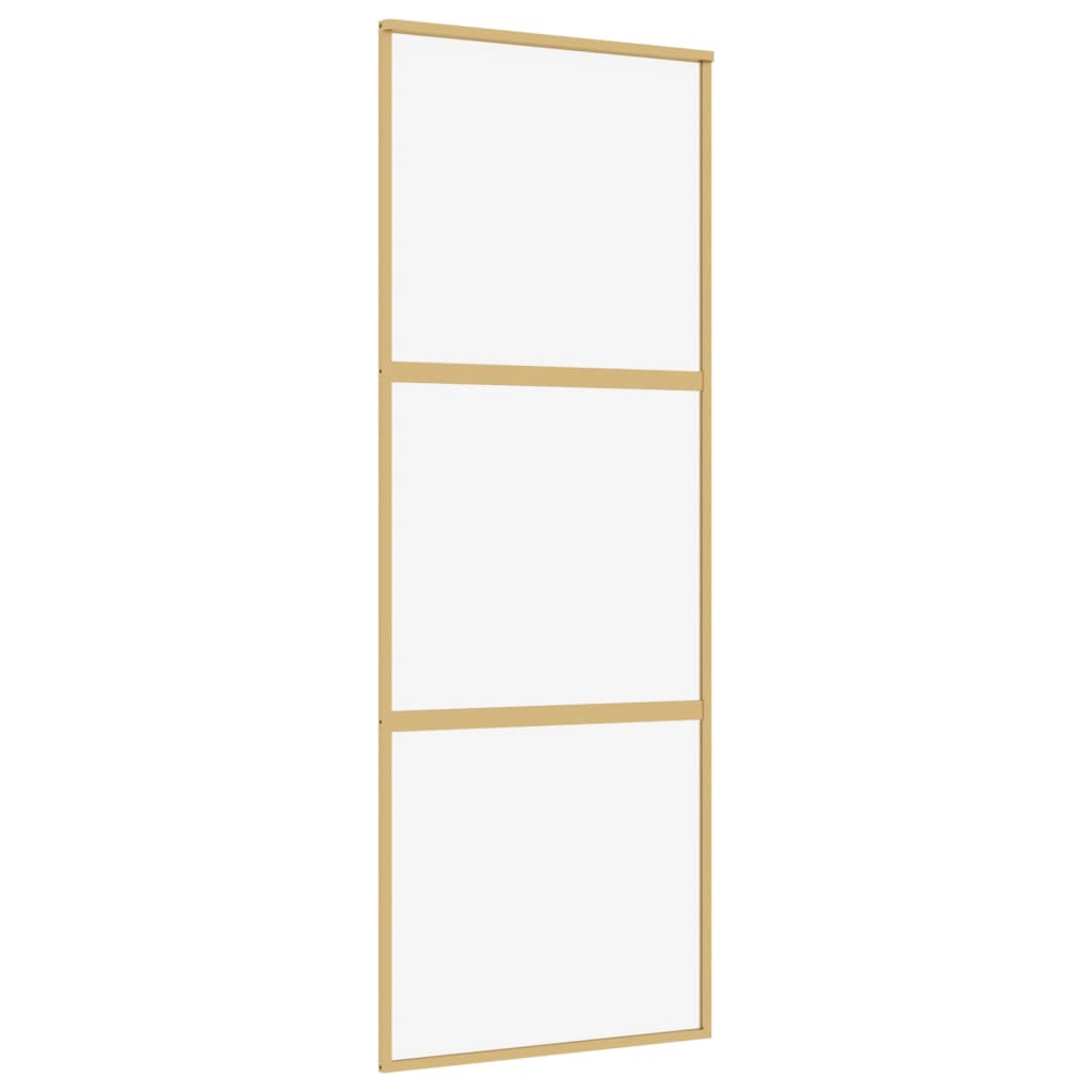 Vidaxl Sliding Porte 76x205 cm Verre ESG transparent et en aluminium or de couleur