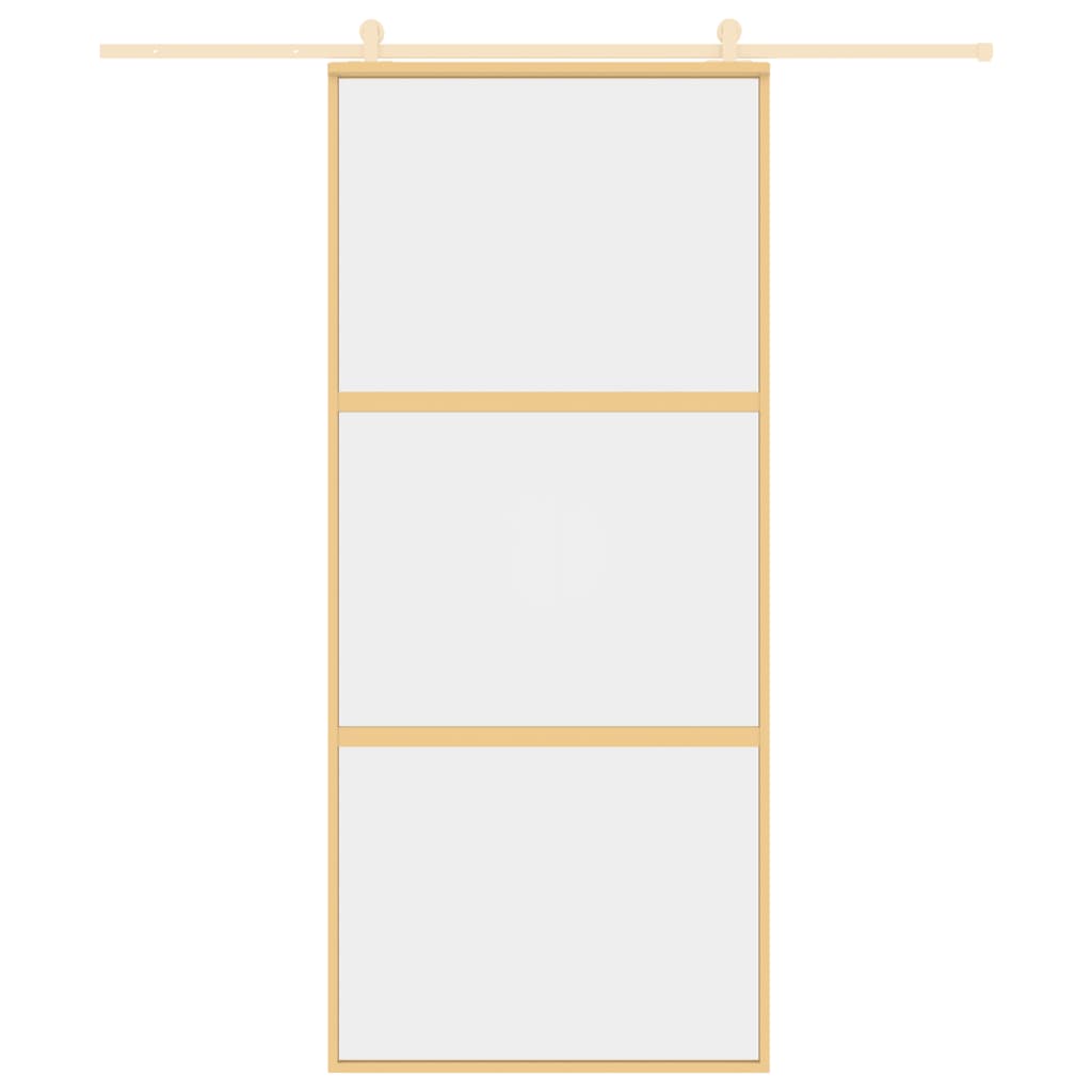 Vidaxl Sliding Porte 90x205 cm Verre ESG transparent et en aluminium or de couleur