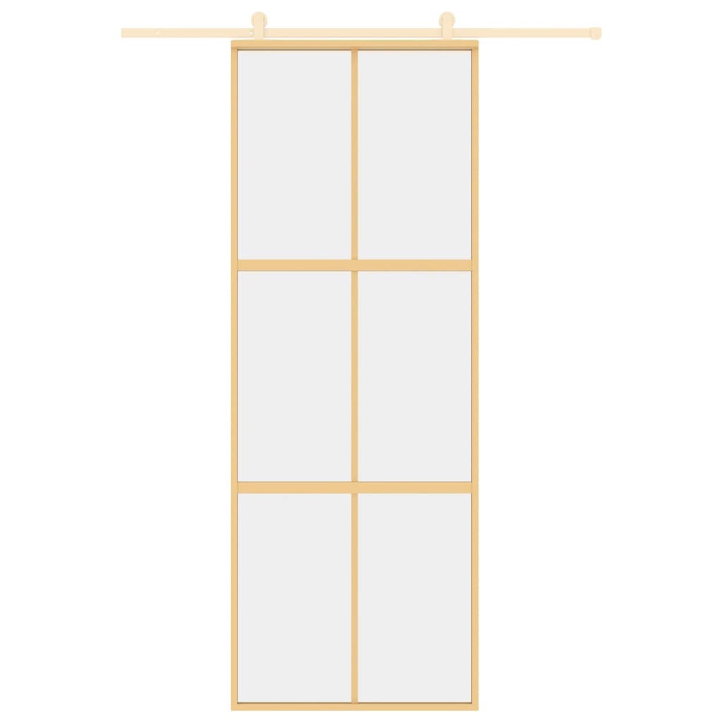 Vidaxl Sliding Porte 76x205 cm Verre ESG transparent et en aluminium or de couleur