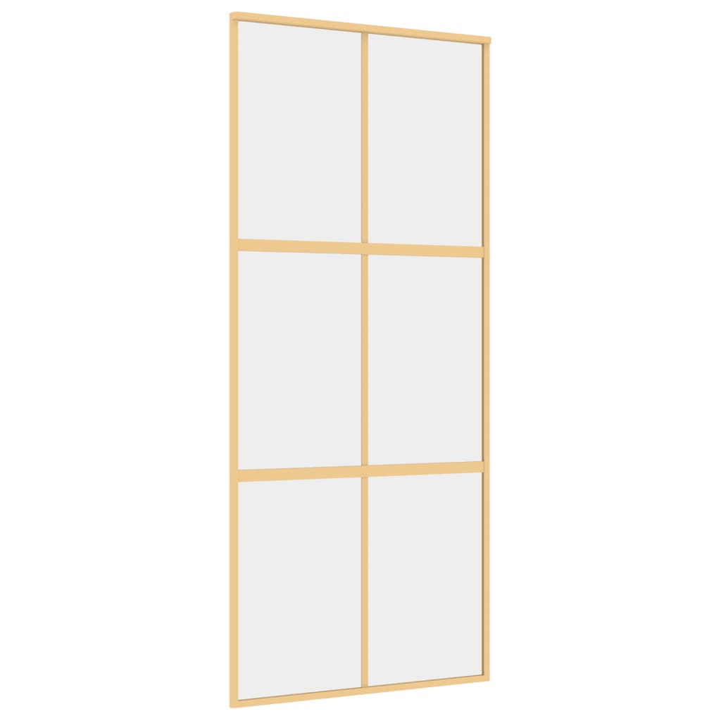 Porta scorrevole Vidaxl 90x205 cm Clear ESG Glass e in oro in alluminio