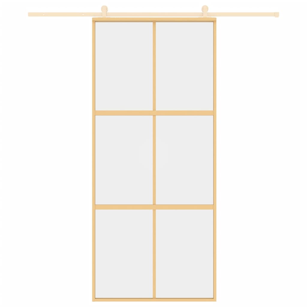 Porta scorrevole Vidaxl 90x205 cm Clear ESG Glass e in oro in alluminio