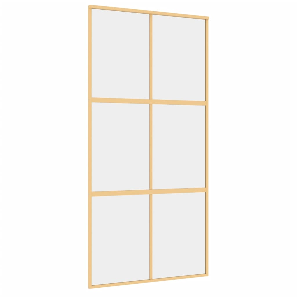 Vidaxl Sliding Porte 102.5x205 cm Verre ESG transparent et couleur or en aluminium