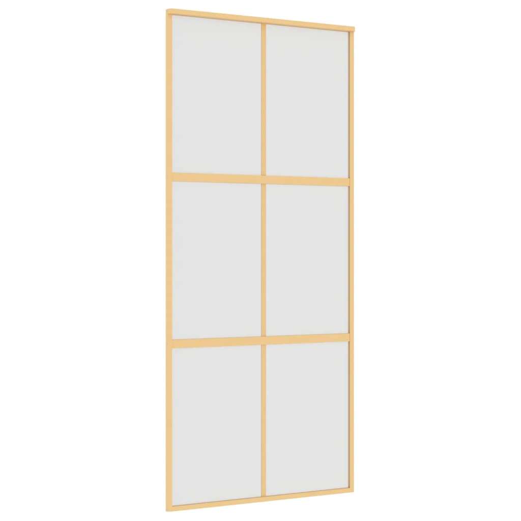 Vidaxl Schiebetür 90x205 cm mattes ESG -Glas und Aluminium Gold gefärbt