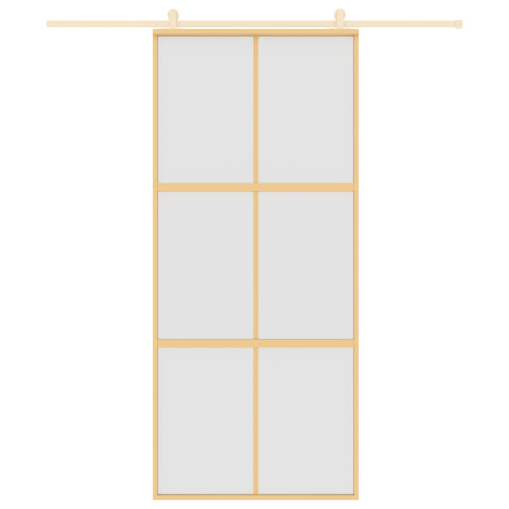 Puerta corredera Vidaxl 90x205 cm de vidrio ESG mate y dorado de aluminio