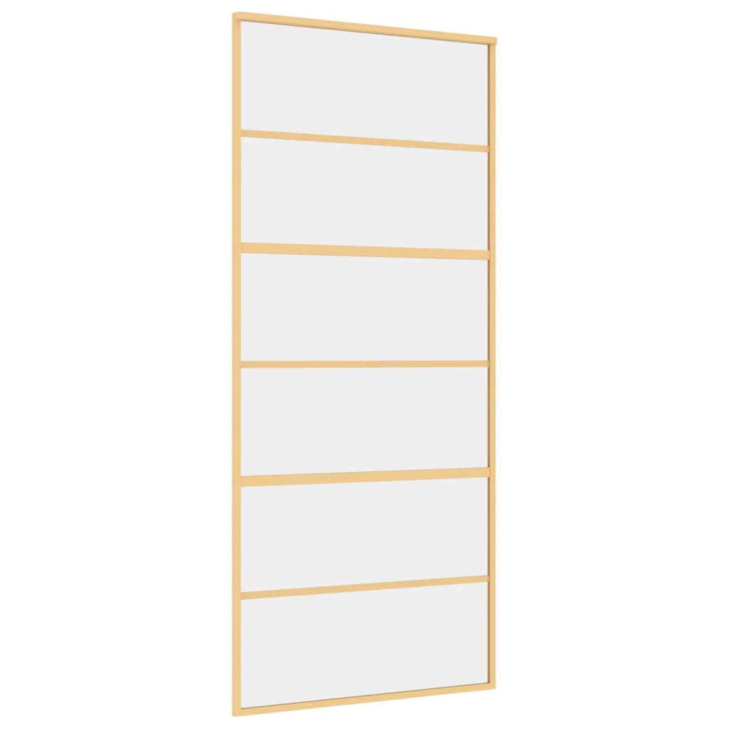 Vidaxl rutscht Dier 90x205 cm kloer ESG Glas an Aluminium Gold faarweg