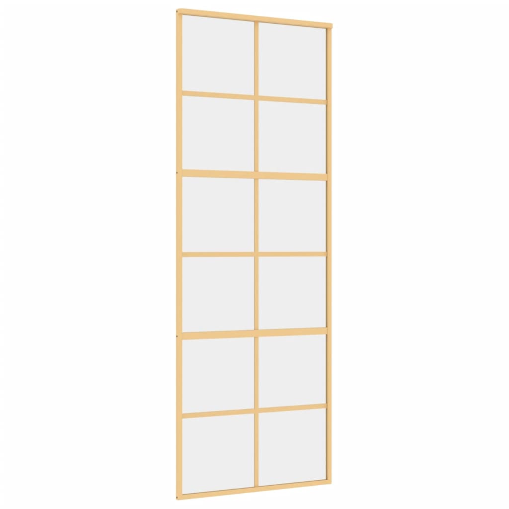 VIDAXL -Schiebetür 76x205 cm klares ESG -Glas und Aluminium Gold gefärbt