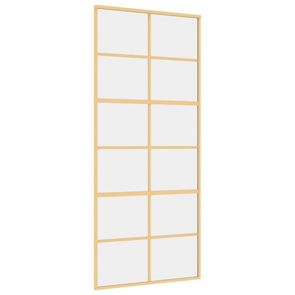 Porta scorrevole Vidaxl 90x205 cm Clear ESG Glass e in oro in alluminio