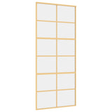 Vidaxl rutscht Dier 90x205 cm kloer ESG Glas an Aluminium Gold faarweg