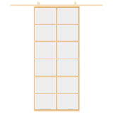 Vidaxl rutscht Dier 90x205 cm kloer ESG Glas an Aluminium Gold faarweg