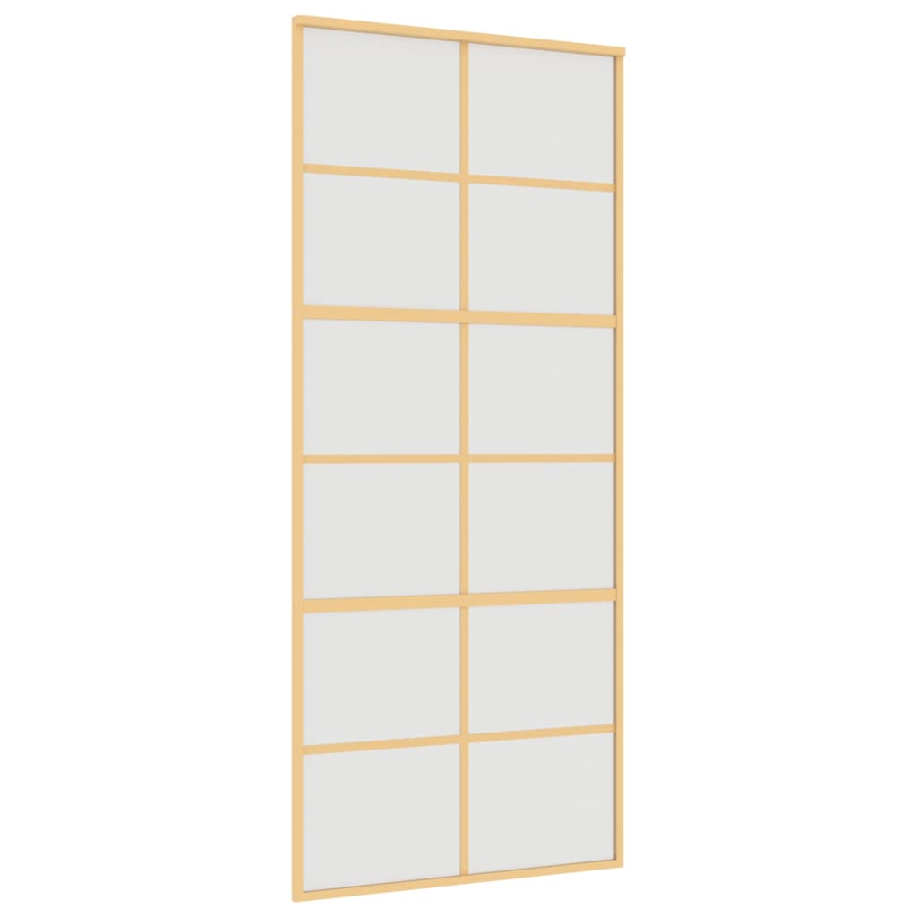 Vidaxl Schiebetür 90x205 cm mattes ESG -Glas und Aluminium Gold gefärbt