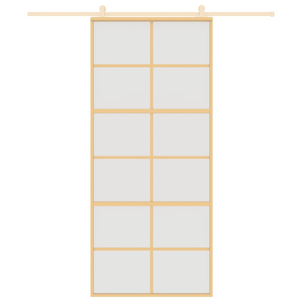 Vidaxl Sliding Porte 90x205 cm Verre ESG mate et aluminium or de couleur