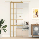 VidaXL sliding door 76x205 cm Clear ESG glass and aluminum gold colored