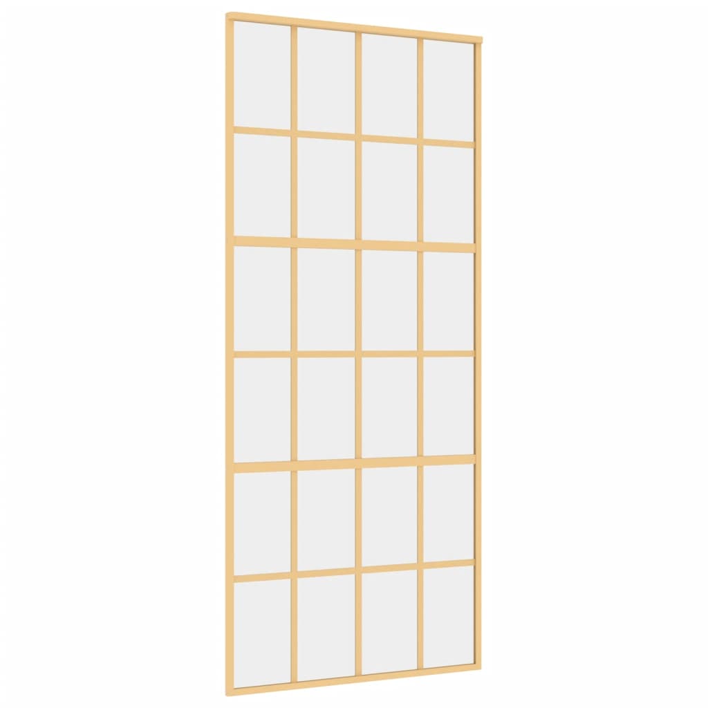 Vidaxl rutscht Dier 90x205 cm kloer ESG Glas an Aluminium Gold faarweg