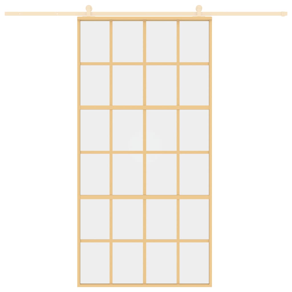 Vidaxl posuvné dveře 102,5x205 cm čisté sklo esg a hliníkové zlaté barvy