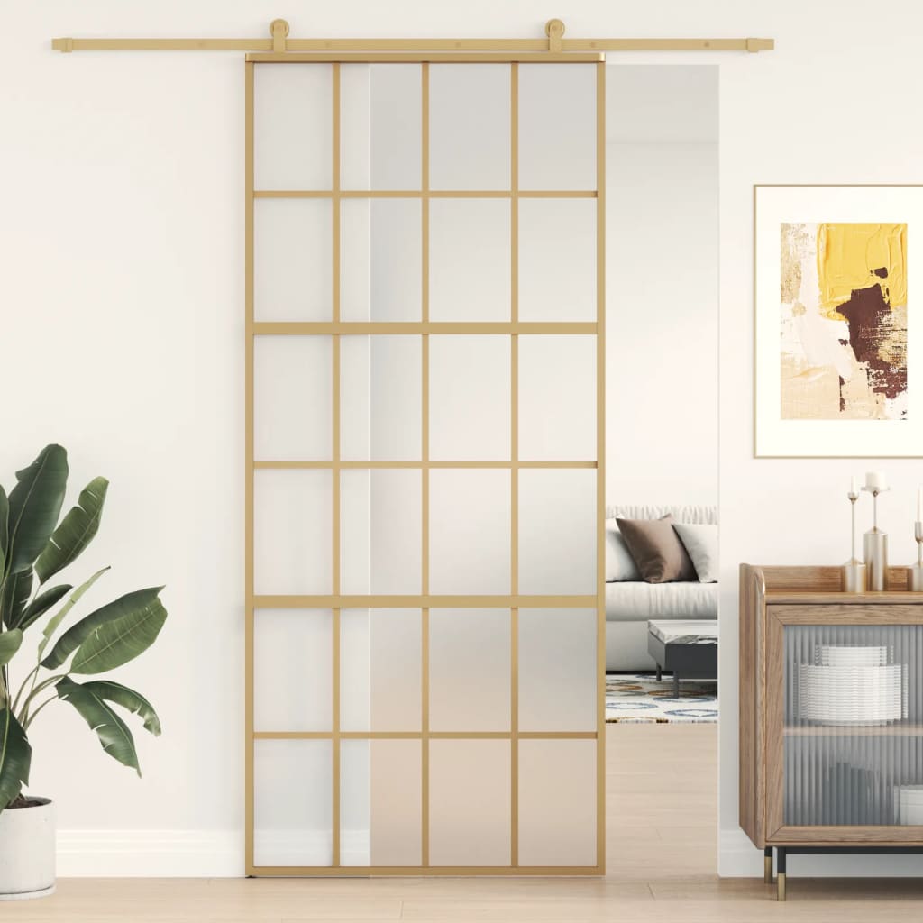 VidaXL sliding door 90x205 cm matte ESG glass and aluminum gold colored