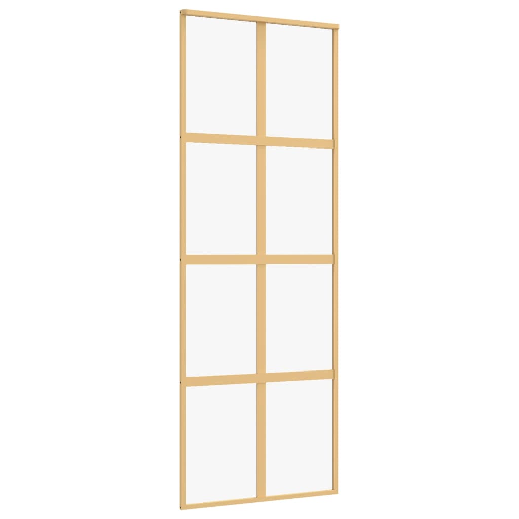 VIDAXL -Schiebetür 76x205 cm klares ESG -Glas und Aluminium Gold gefärbt