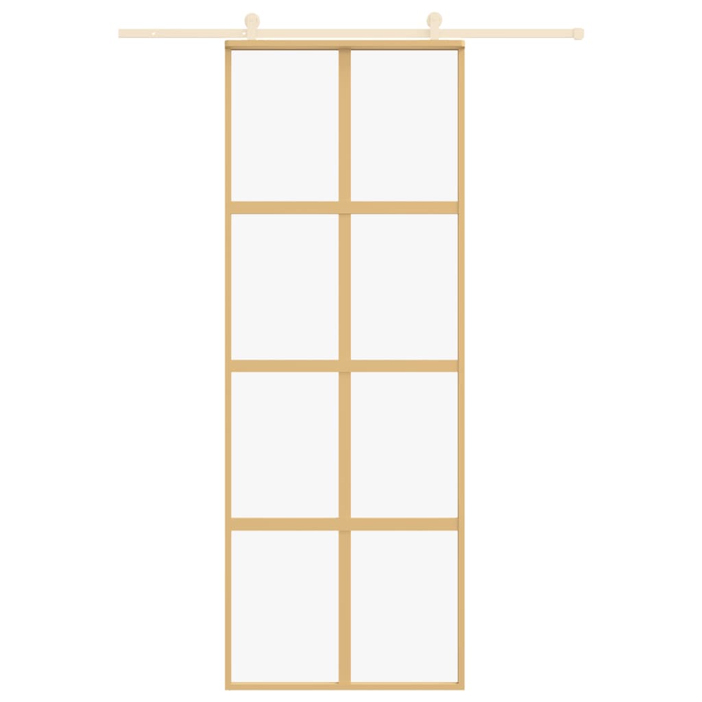 VIDAXL -Schiebetür 76x205 cm klares ESG -Glas und Aluminium Gold gefärbt