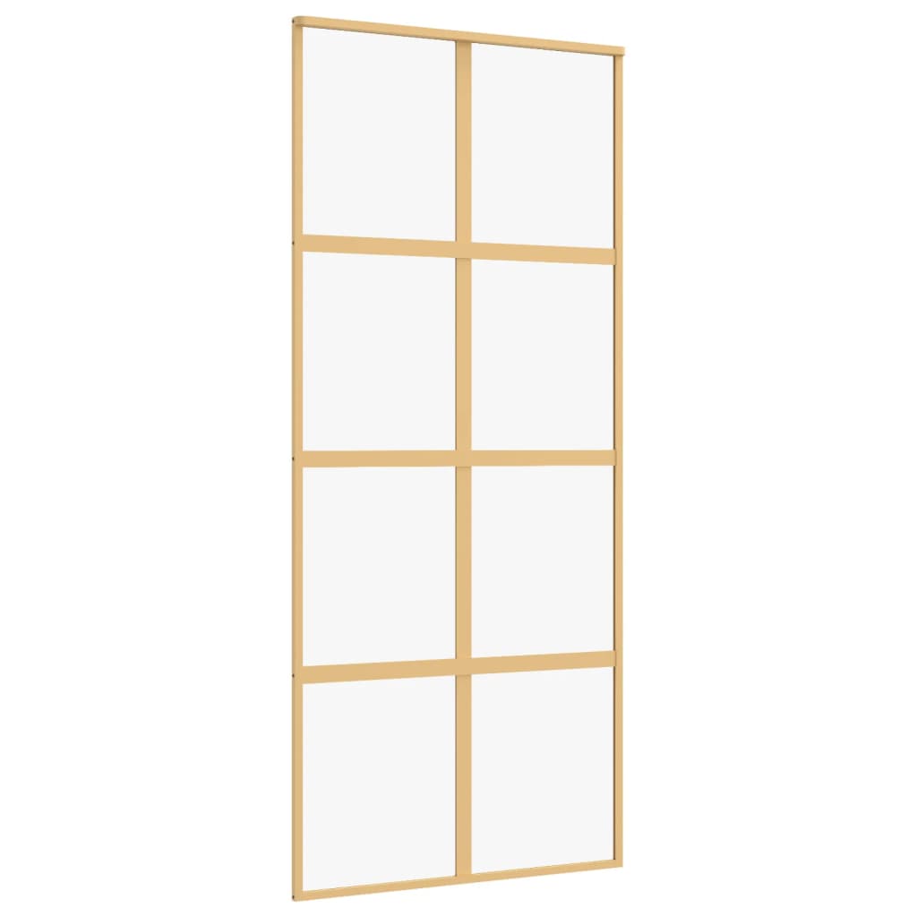 Vidaxl rutscht Dier 90x205 cm kloer ESG Glas an Aluminium Gold faarweg